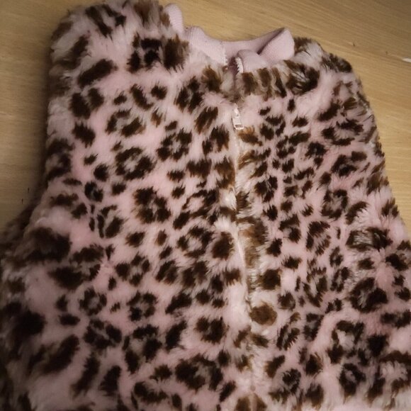 Starting Out Infant Girls Pink Leopard Print Faux Fur Vest 9 Months - Picture 3 of 5